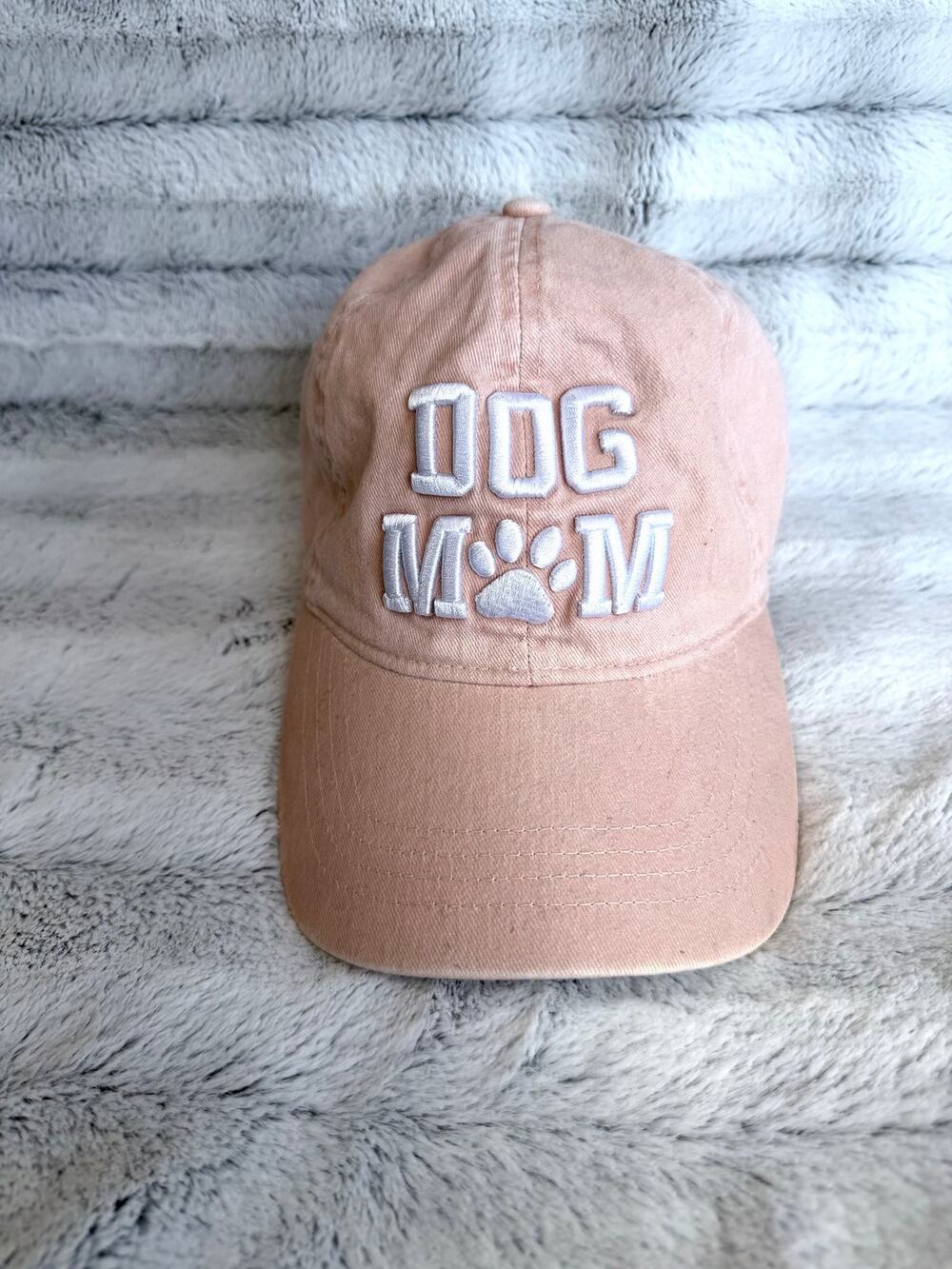 David and Young Dog Mom Pink Embroidered Paw Print Baseball Cap